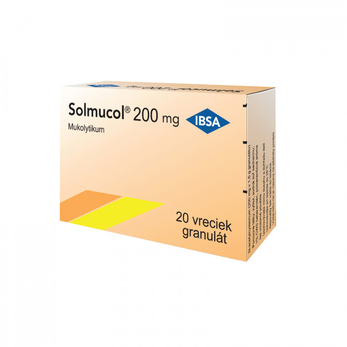 Solmucol 200 mg, 20 vrecúšok V akcii aj Solmucol 90, sirup 90 ml