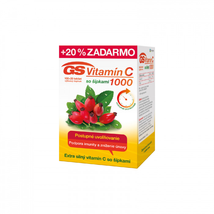 GS Vitamín C 1000 + šípky, 100 + 20 tbl