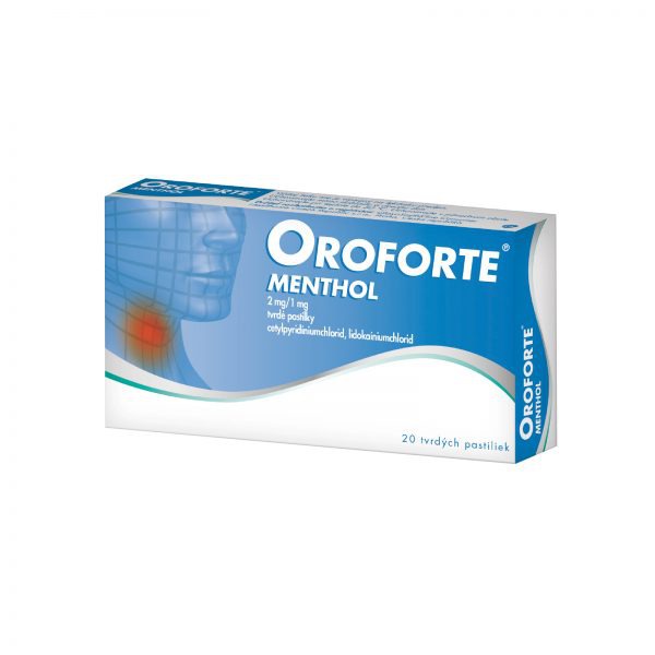 Oroforte menthol 2mg / 1 mg , 20 tvrdých pastiliek