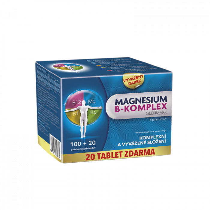 Magnesium B-Komplex Glenmark, 100 + 20 tbl ZADARMO