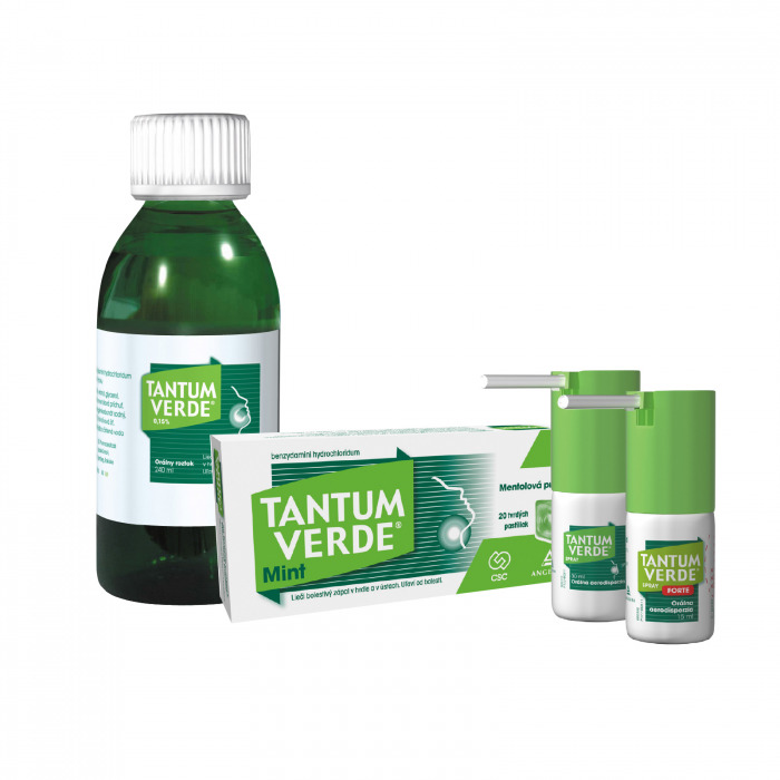 TANTUM VERDE® Mint, 20 tvrdých pastiliek. Teraz v akcii všetky lieky TANTUM VERDE®.