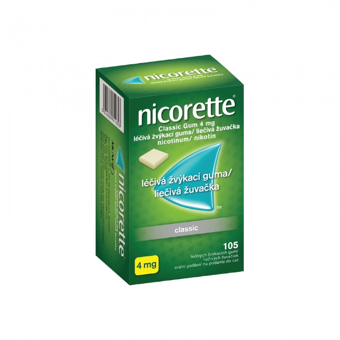 Nicorette Classic Gum 4 mg, 105 liečivých žuvačiek