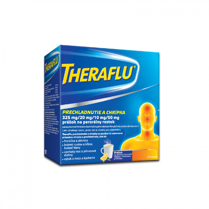 TheraFlu prechladnutie a chrípka 325 mg/20 mg/10 mg/50 mg prášok na perorálny roztok